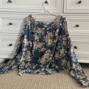 Anthropologie Blue Floral Sweater